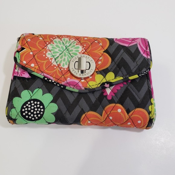 Vera Bradley Handbags - Vera Bradley Women's Floral Wallet - Black and Pink